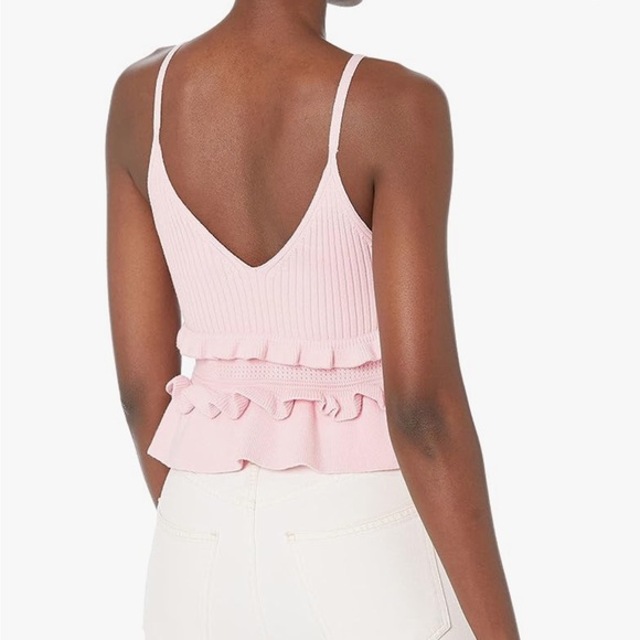 BCBGeneration Ruffle-Trim Peplum Knit Top in Peony - Picture 2 of 7